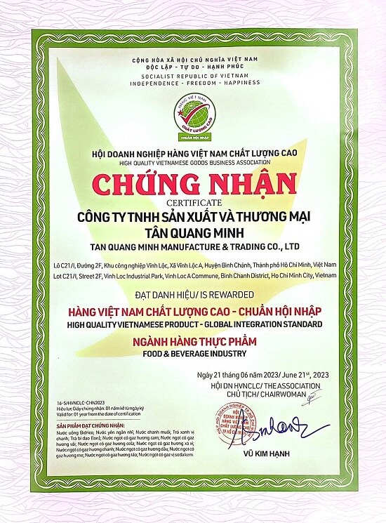 Bidrico đạt chứng nhận hàng Việt Nam chất lượng cao chuẩn hội nhập 2023